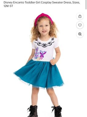Disney Encanto White Sweater Tutu Dress plus Glasses 3T